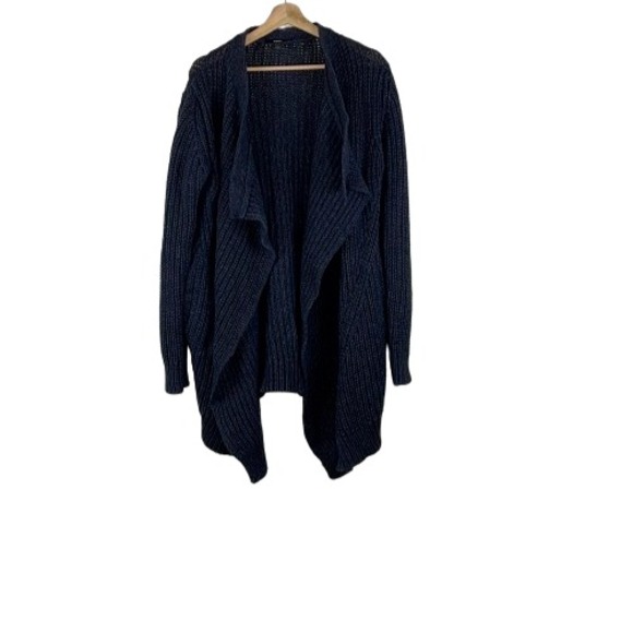 Diesel Black Wool Chunky- Knit Open Front Oversized Cardigan With Pockets Sm - Picture 1 of 10
